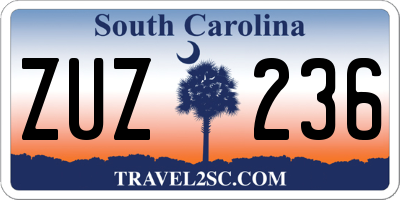 SC license plate ZUZ236