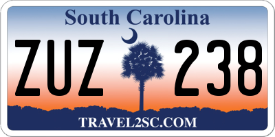 SC license plate ZUZ238