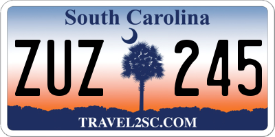 SC license plate ZUZ245