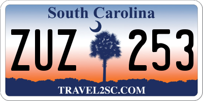 SC license plate ZUZ253