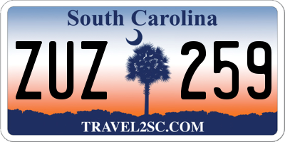 SC license plate ZUZ259