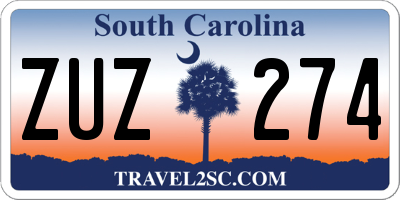 SC license plate ZUZ274