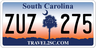 SC license plate ZUZ275