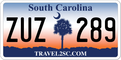 SC license plate ZUZ289