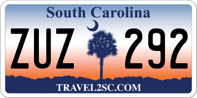 SC license plate ZUZ292