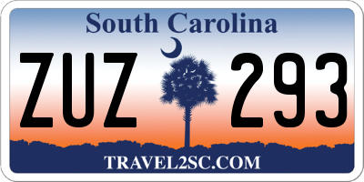 SC license plate ZUZ293