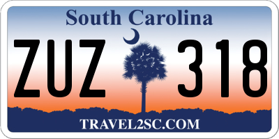 SC license plate ZUZ318