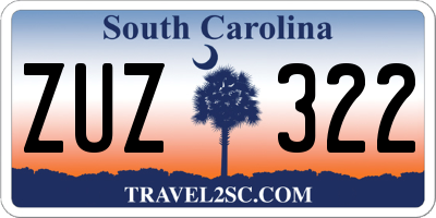 SC license plate ZUZ322