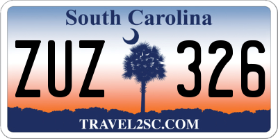 SC license plate ZUZ326