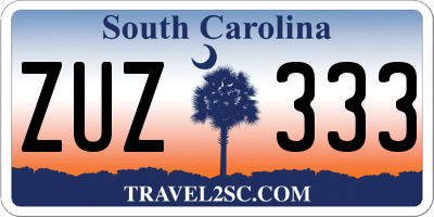 SC license plate ZUZ333