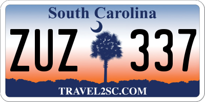 SC license plate ZUZ337