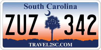 SC license plate ZUZ342