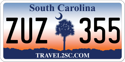 SC license plate ZUZ355