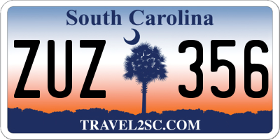 SC license plate ZUZ356
