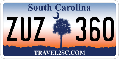 SC license plate ZUZ360