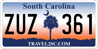 SC license plate ZUZ361