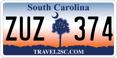SC license plate ZUZ374