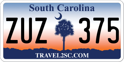SC license plate ZUZ375