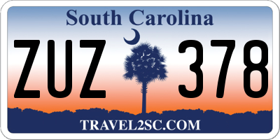 SC license plate ZUZ378