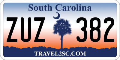 SC license plate ZUZ382