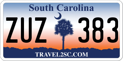 SC license plate ZUZ383