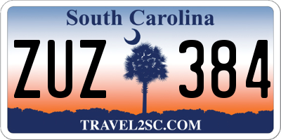 SC license plate ZUZ384