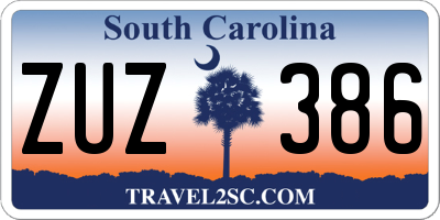 SC license plate ZUZ386