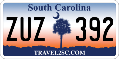 SC license plate ZUZ392
