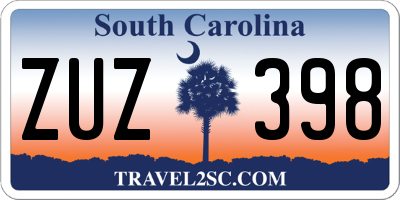 SC license plate ZUZ398