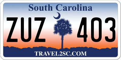 SC license plate ZUZ403