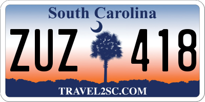 SC license plate ZUZ418