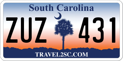SC license plate ZUZ431