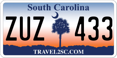 SC license plate ZUZ433