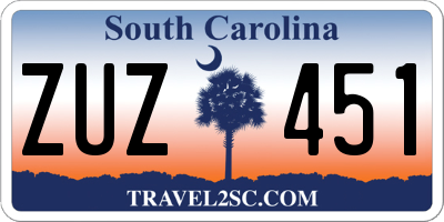 SC license plate ZUZ451