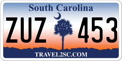 SC license plate ZUZ453