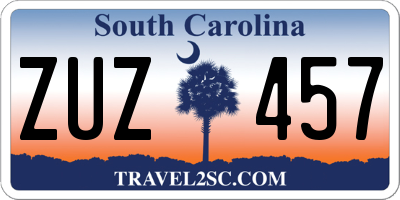 SC license plate ZUZ457