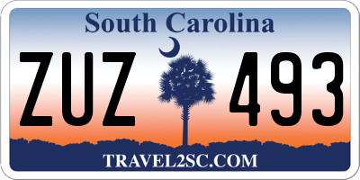 SC license plate ZUZ493