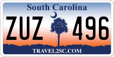 SC license plate ZUZ496