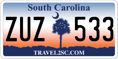 SC license plate ZUZ533