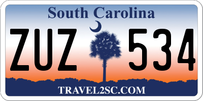 SC license plate ZUZ534