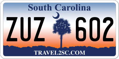 SC license plate ZUZ602