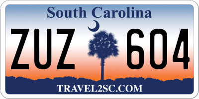SC license plate ZUZ604