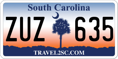 SC license plate ZUZ635