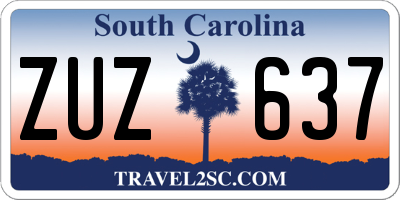 SC license plate ZUZ637
