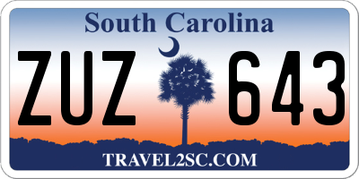 SC license plate ZUZ643
