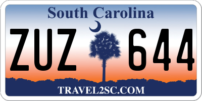 SC license plate ZUZ644