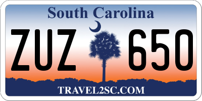 SC license plate ZUZ650