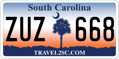SC license plate ZUZ668