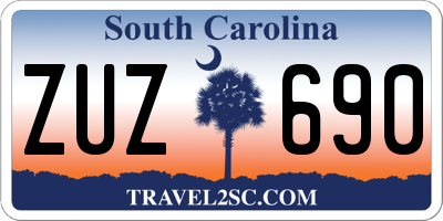SC license plate ZUZ690
