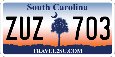 SC license plate ZUZ703